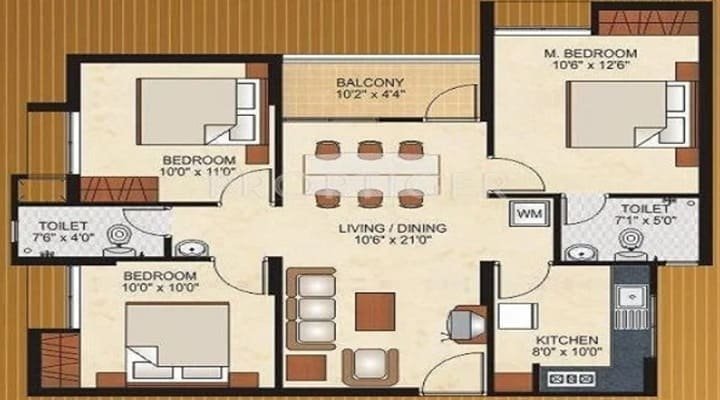3bhk unit plan